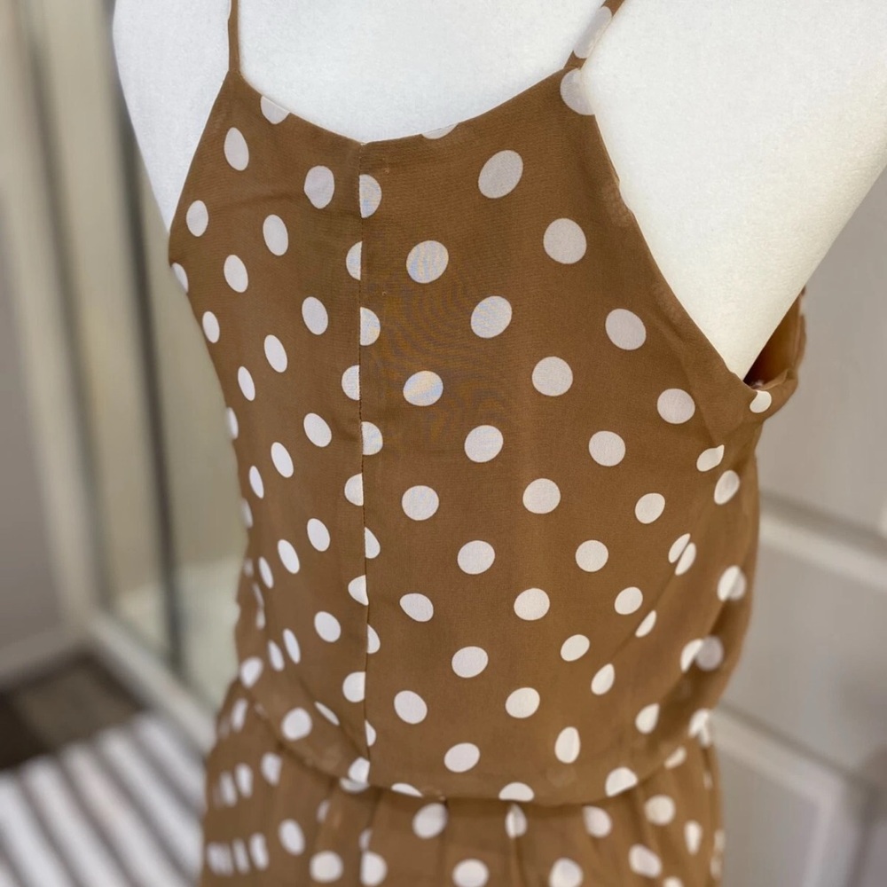 Tan and Brown Halter Midi Sundress - Picture 3 of 5